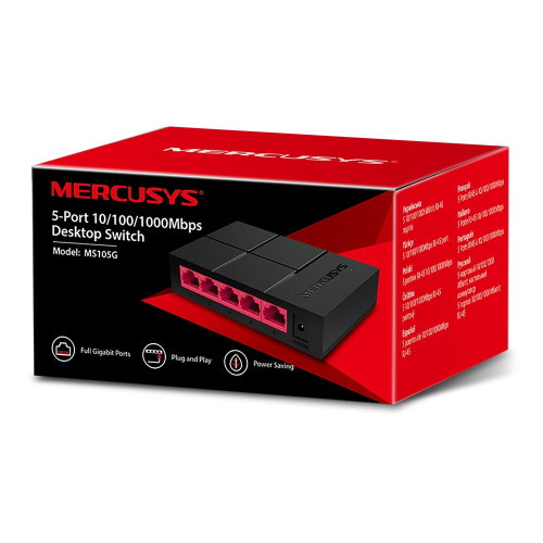 Switch di rete Ethernet Mercusys Gigabit 10/100/1000 Mbps, 5 porte